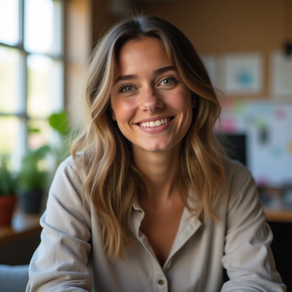 Retrato de una diseñadora gráfica sonriendo