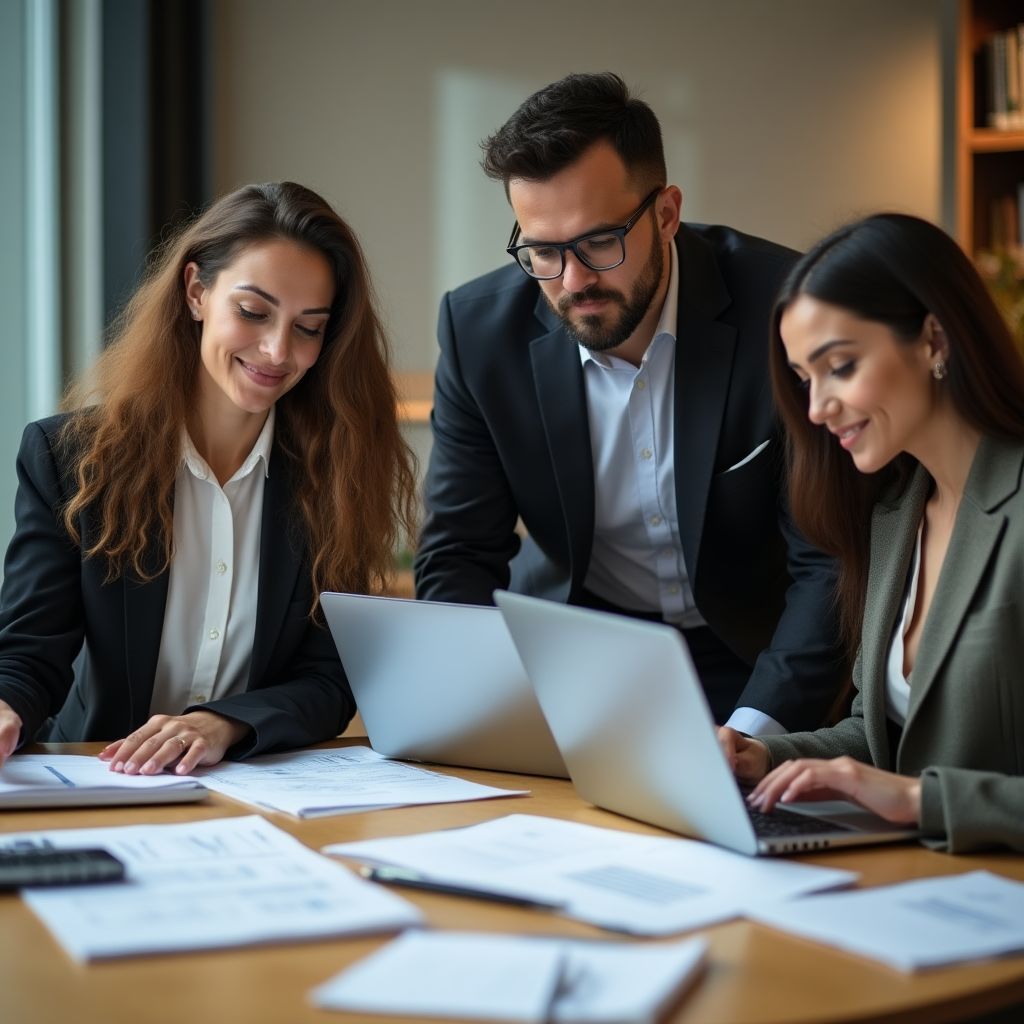 Equipo de FiscalFree colaborando en una oficina moderna y luminosa